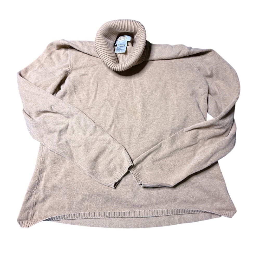 Talbots Womens Tan Camel Ribbed Turtleneck Sweater Size Large Long‎ Sleeve Knit